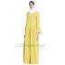 Casual abaya dress with multiple pleats and double sleeves- Lemon Yellow Casual abaya dress with multiple pleats and double sleeves- Lemon Yellow